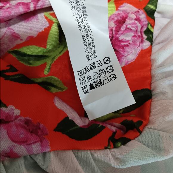 Zara Womens Rose Floral Printed Draped Bodysuit High Cut Medium New - Picture 6 of 13